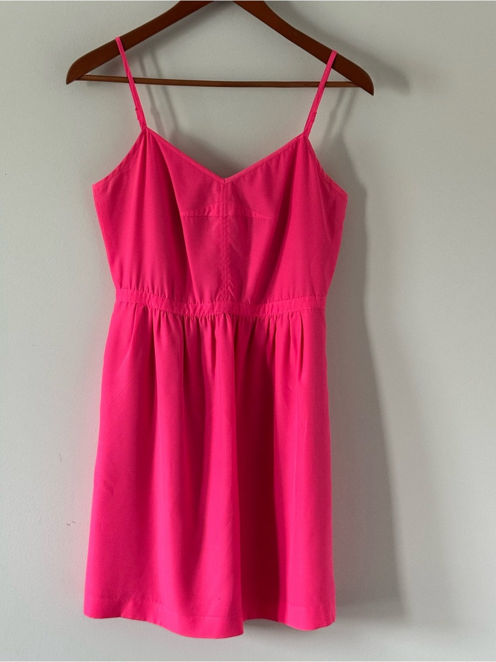 J. Crew Vibrant Hot Pink Spaghetti Strap Mini Dress
